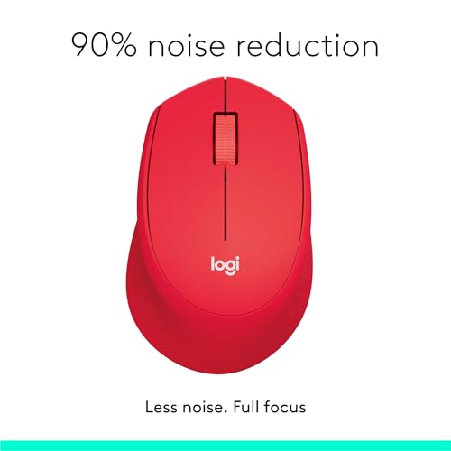 Image of Logitech M331 Silent Plus Wireless Mouse, 2.4GHz with USB Nano Receiver, 1000 DPI Optical Tracking, 3 Buttons, 24 Month Life Battery, PC /Mac /Laptop - Red