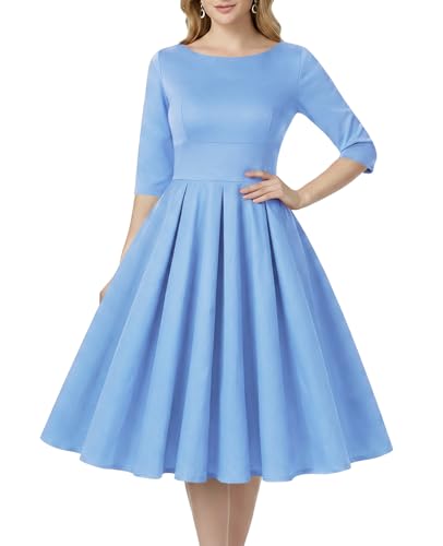 Image of MINTLIMIT Women's 1950s Retro Vintage Cocktail Party 3 /4 Sleeve Swing Dress
