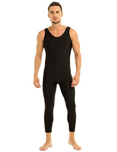 vastwit Mens Lycra Spandex Sleeveless Tight Unitards Bodysuits Catsuit Ballet Dance Dancewear Black X-Large