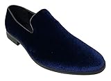 G4U-Alberto Fellini Men's Dress Shoes Velvet Formal Loafers Tuxedo Fashion Slip On, 7.5 Navy