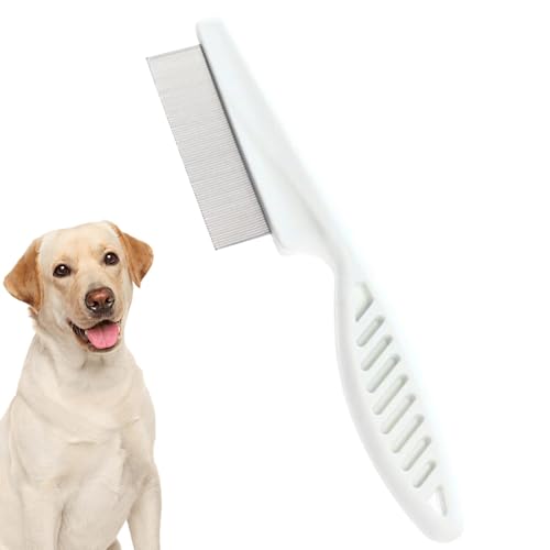 Peine de piojos de pulgas - peine de diente fino - peinador de piojos de pulgas para perros, peine de piojos de gato de mascotas desplegamiento de peine, dientes de acero inoxidable peinador de cabell