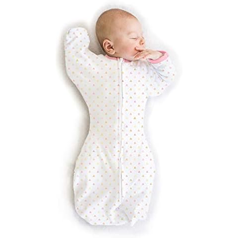 SwaddleDesigns Transitional Swaddle Sack with Arms Up, Tiny Triangles, 3-6mo, 14-21 lbs (Parents' Picks Award Winner, Easy Transition with Better Sleep), Pink, Medium Cover