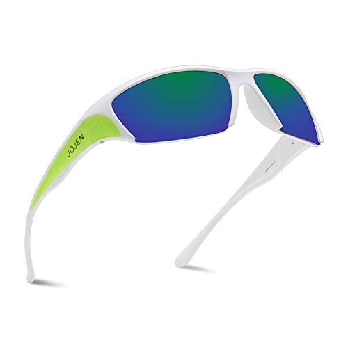 Jojen Polarized Sports Sunglasses For Women Men Running Golf Fishing Cycling Driving 100% Uv Protection Sun Glasses Je001(White Frame Green Revo Lens 20) #TOP5