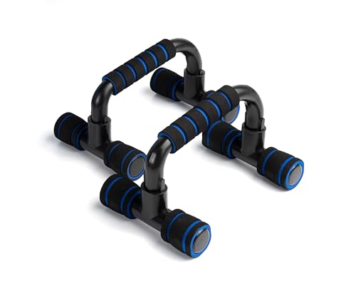 unycos - Soportes para Flexiones, Push Up Bars, Barras Paralelas con Mango Ergonómico de Espuma, Entrenamiento de Fuerza-Fitness, Gimnasio en Casa, Ejercicios para Brazos, Pecho y Hombros (Azul)