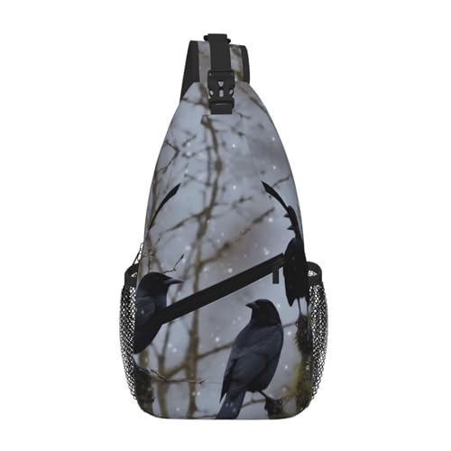 Bolso Bandolera Black Crow Birds Unisex para Viaje y Senderismo miniatura 1