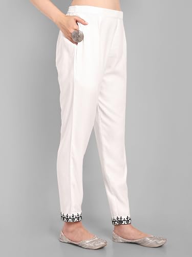 Image of Naixa Women's Viscose Rayon Embroidered Straight Kurta with Pant and Embroidered Laced Dupatta Set (NX-388)