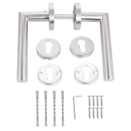 Beavorty Manija de Puerta Redonda Moderna para Puerta Cortafuegos, Palanca de Acero Inoxidable en Ángulo Recto, Juego de 2 Piezas Adecuado para Decoración del Hogar y Uso en Recibidor