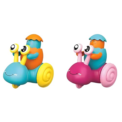 Image of Crackles Press & Go Snail Toy with Cracked Egg Chick Press - High-Quality Push and Go Animal Toy for Babies & Toddlers - Cartoon Style Mini Car - Multicolor (Pack of 2)