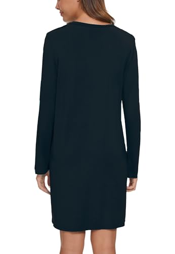 Image of Kabento 2 Pack Long Sleeve Nightgowns for Women Soft Cotton Night Gowns Sleepwear V Neck Nightshirts