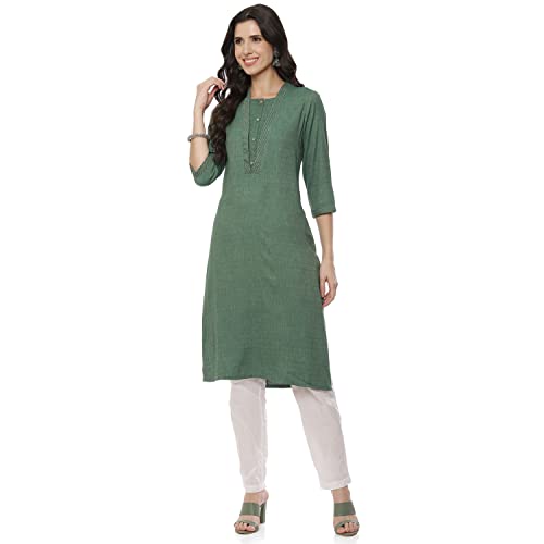 Image of Rangriti Red Art Silk Straight Kurta for Women