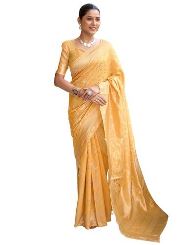Image of SIRIL Women's Jacquard Kanjivaram Soft Silk Saree Pure Silk With Unstitched Blouse Piece