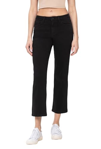 VERVET High Rise Anke Straight Jeans Black T5895