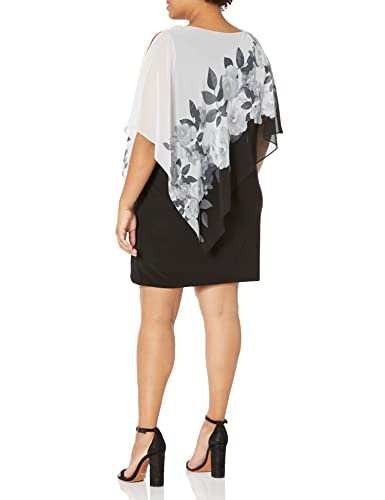 S.L. Fashions Women's Sleeveless Sheath Cape Dress with Chiffon Overlay2