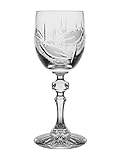 Sherry - Wine - Glass - Stemmed Glasses - Set of 6 Goblets - Crystal - 4 oz.- Hand Cut - Frosted...