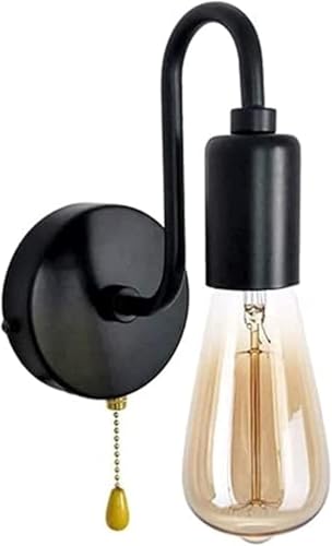 Lámpara de Pared de Hierro Forjado, Aplique de Pared Retro, Accesorio de iluminación Interior con Interruptor de cordón, Cuerpo de Metal, lámpara de Pared, lámpara de Techo