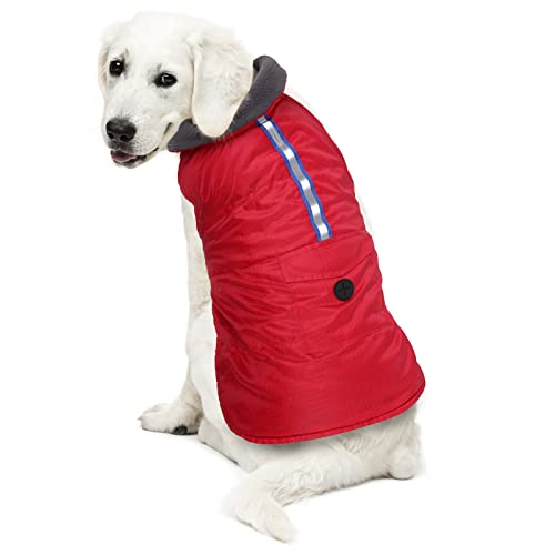 FAIRWIN Dog Jacket Large Dog Clothes Large Dog Sweater Dog Apparel & Accessories Extra Large Dog Sweater XL Dog Sweater Cold Weather Coats Dog Coats for Large Dogs Winter Dog Clothes (Red, XLarge)