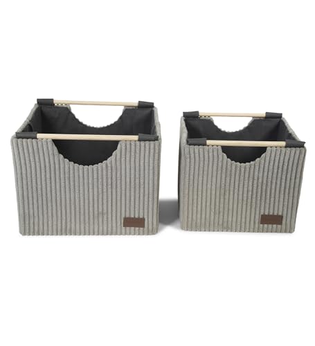 Image of OBSESSIONS Compact and Durable Set of 2 Foldable Laundry Baskets ? Maximize Space with Multi-Storage Design, Easy to Use and Travel-Friendly, Taupe Color,Dimensions (W)32 x (L)33 x (H)24 cm