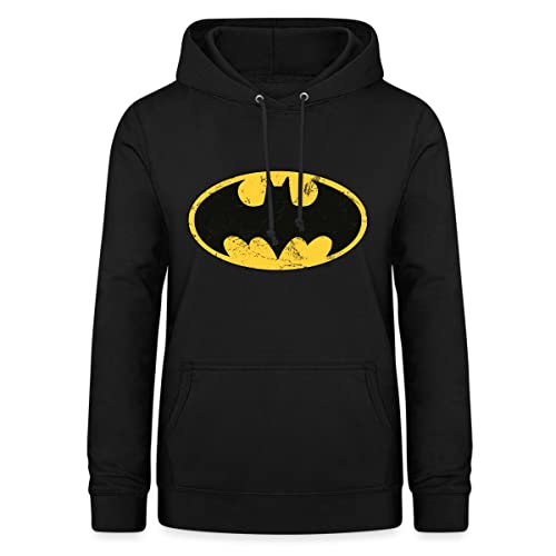 Spreadshirt® DC Comics Batman Logo Usé Sweat À Capuche Femme, M, Noir