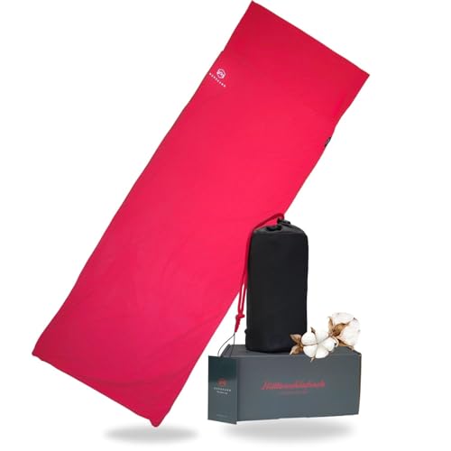 NORDKAMM® Hüttenschlafsack aus Baumwolle Ultraleicht (360 g), waschbares Schlafsack Inlett (210 x 80 cm), Hüttenschlafsack leicht kombinierbar, Schlafsack leicht kleines Packmaß, Sleeping Bag Liner