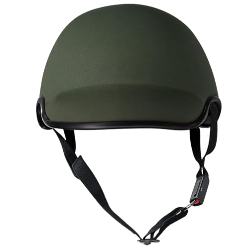Image of Viscous Open Face Cap Helmet with Strap - Size M | Half Cap Helmet for Daily Use Riding | Lightweight Protective Headgear Adjustable Strap Comfortable Fit (Green)