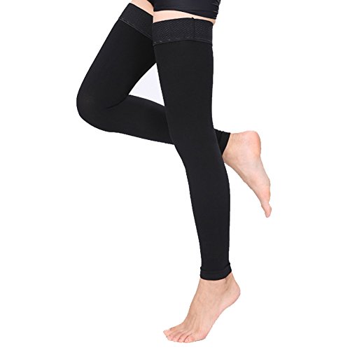 Thigh High Compression Socks, Firm Support 20-30 mmHg Gradient Compression Stockings with Silicone Band. Treatment for Runnin4