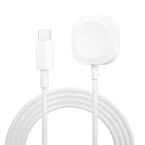 YLK Cargador Compatible con Apple Watch, Cable de Carga Magnético de Nylon USB C 1M Compatible con iWatch Series 10 9 8 7 6 4 4 3 2 I Ultra 44mm 42mm 41mm 38mm 40mm 45mm 46mm (Blanco)
