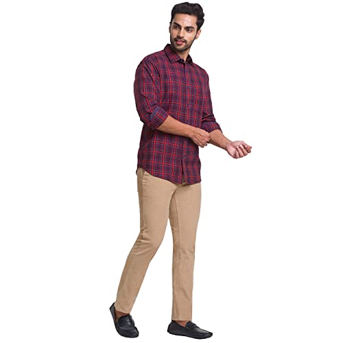 Image of Colorplus Men's Cotton Blend Solid Pattern Contemporary Fit Flat Front Casual Trouser