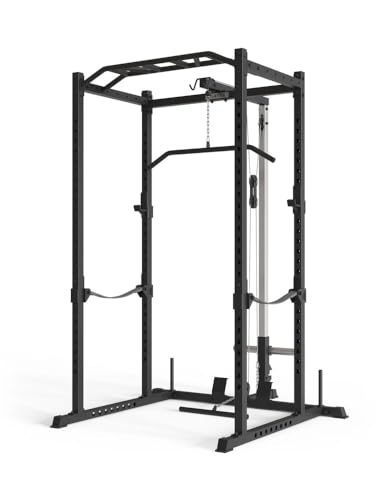 ATLETICA R5-Vega Power Rack | Cage de musculation avec tirage | Barre de traction multi-prise, sangles de sécurité, crochets en J et épingles de poids |...