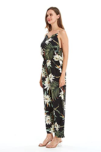 Image of Family Matching Hawaiian Clothes, Wispy Cereus Black | Lightweight 100% rayon • Family matching outfits • Tropical floral print • Beach vacations • Luaus • Cruises • Family photos