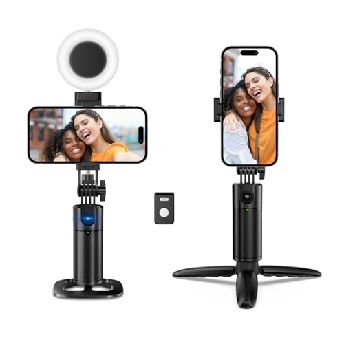 Auto Face Tracking Tripod 360 Rotation iPhone Desk Stand. Cell Phone Photo Vlogging Kit with Remote...
