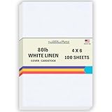 100 White Linen 80# Cover Paper Sheets - 4