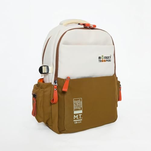 MONKEY TROOPERS Bouje 27L Laptop Backpack White WHITE-BROWN - Image 4