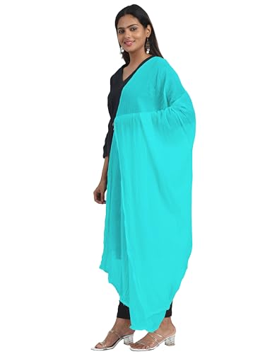 Image of Miraan Solid Pure Cotton Dupatta with Pom Pom Border, 2.25 meters length (DUPCOTTON)