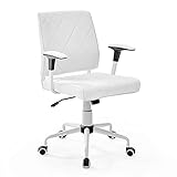 Modway Lattice Modern Faux Leather Mid Back Computer Desk Office Chair In White