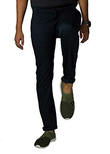 Image of 0-DEGREE Men's Regular Fit Cotton Trouser (0DCotPantRaidParent Beige, Black 32)