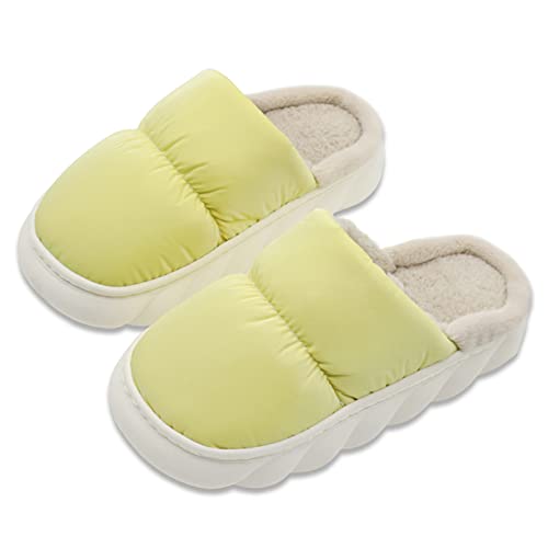 Myhozee Zapatillas acogedoras para mujer, de espuma viscoelástica, cálidas, de felpa, al aire libre, para dormitorio, zapatillas casuales, S002 Yellow 38 39, 38/39 EU Cover