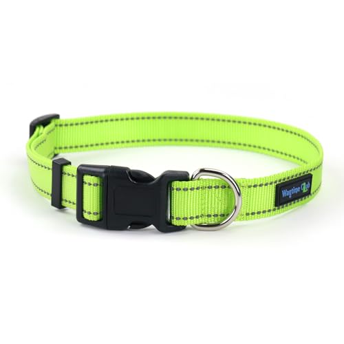 Collar reflectante para perros con hebilla ajustable S verde neón