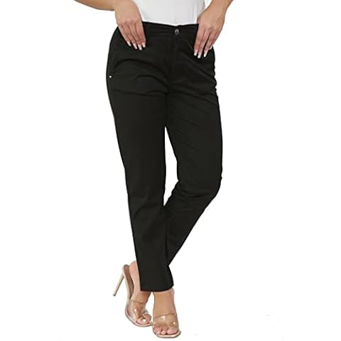 Soroor Women’s Peg Leg Pants, Chino Trousers, Slim Fit, Stretchy, Light Weight & Durable Black Cover