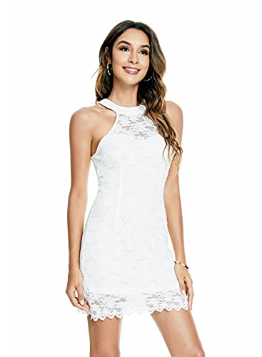 Image of Atnlewhi Womens Vintage Lace Floral Off Shoulder Elegant Swing Dresses A-line Mini Dress for Party Cocktail Wedding