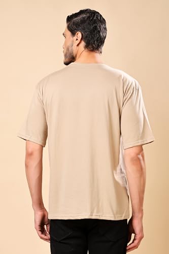 Image of London Hills Men's Cotton Oversized Fit Casual Printed Round Neck, Oversized Longline Drop Shoulder Boho Style T-Shirt