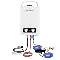 CAMPLUX 1.58 GPM Portable Tankless Water Heater with Water Pump Kit, Propane Water Heater Outdoor with 1.2 GPM Pump, 41,000 BTU, BD158P43