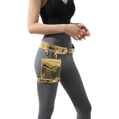 Riñonera para mujer con arnés para pierna impermeable de cuero ajustable 7