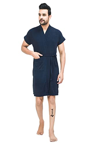 Image of Terry Bath robe For Men Fit Upto 42 inches Navy