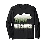 Vancouver BC Canada Bear Vintage Senderismo Camping Canadiense Manga Larga