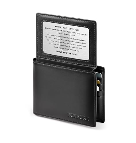 Portefeuille en cuir véritable avec blocage RFID et carte d'amour