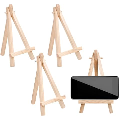 EDOBLUE 4Pcs Pine Mini Easel Tripod Wedding Table Booth Display Stand is Used to Display Wedding Business Cards, Painting Craft Drawings, Photo Numbers and Place Names Booth Display Stand Cover