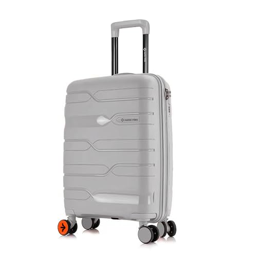 Image of Nasher Miles Paris Hardshell-Sided Polypropylene Cabin Luggage Grey 20 Inch |55Cm 8 Wheel Inline Trolley Bag, Small