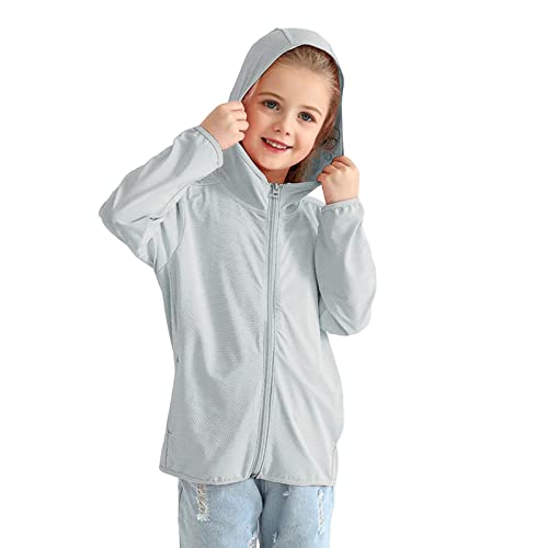 Zip-Up Hoodie for Girls Boys U𝐏F50+ Sun Pr𝗼tection Jacket Kids Outdoor Hiking Running Athletic Outerwear