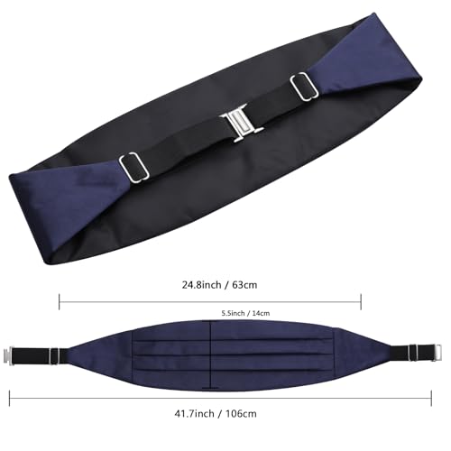 Image of Alizeal Mens Multicolored Silk Solid Cummerbund Bow Tie Set