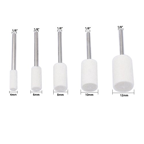 Phyhoo Buffing Wheel Polishing Pads For Drill Rotary Tool Accessories Wool Felt Little Buffer Polisher Bits Kit Mounted Mandrel Tips Head Chrome Polish Watch - 1/8 Inch Shank #TOP2